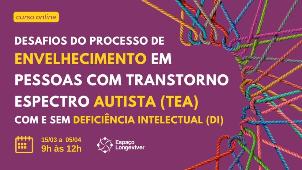 Banner anunciando curso sobre envelhecimento e TEA