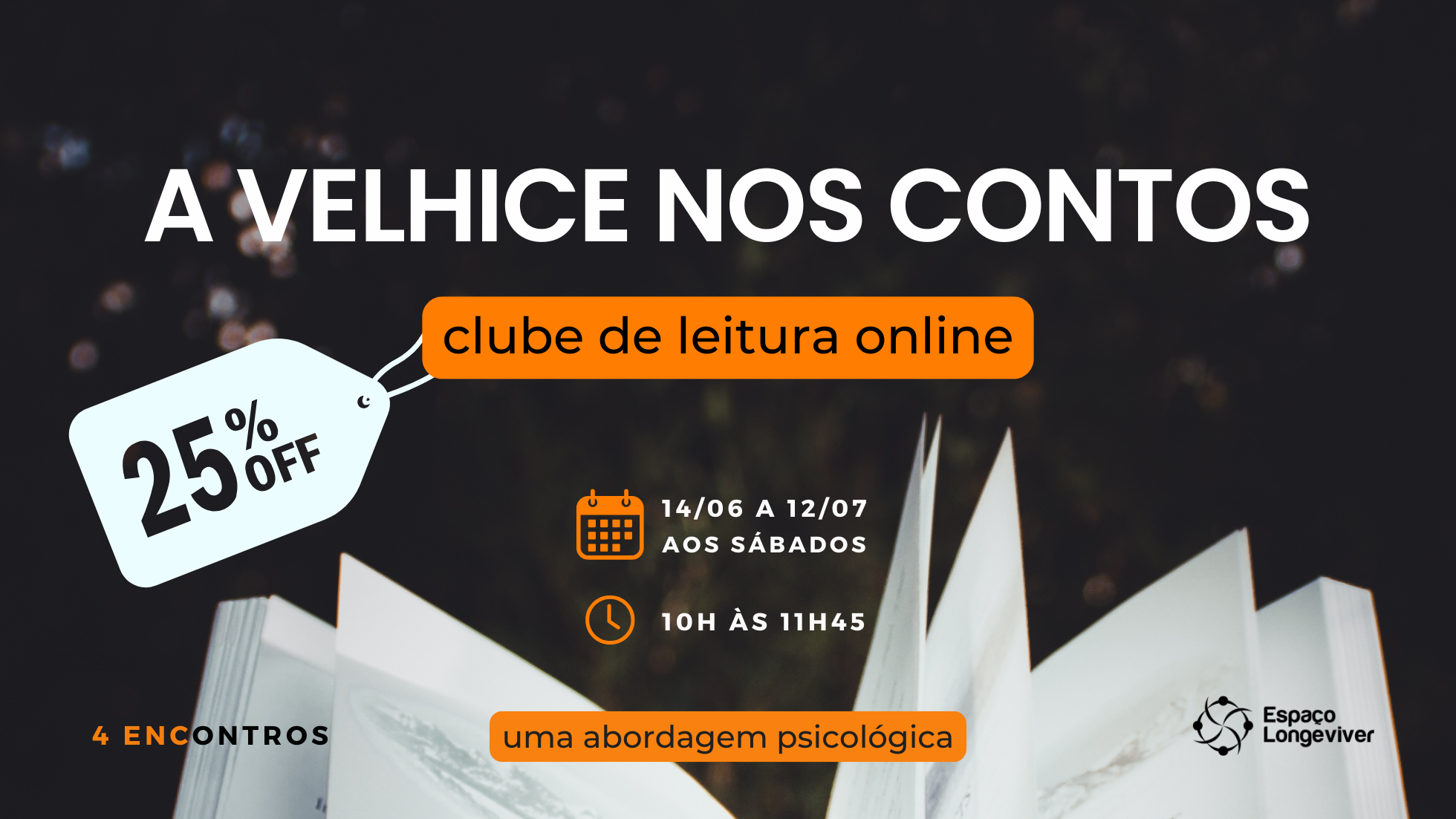 banner anunciando curso sobre a velhice nos contos