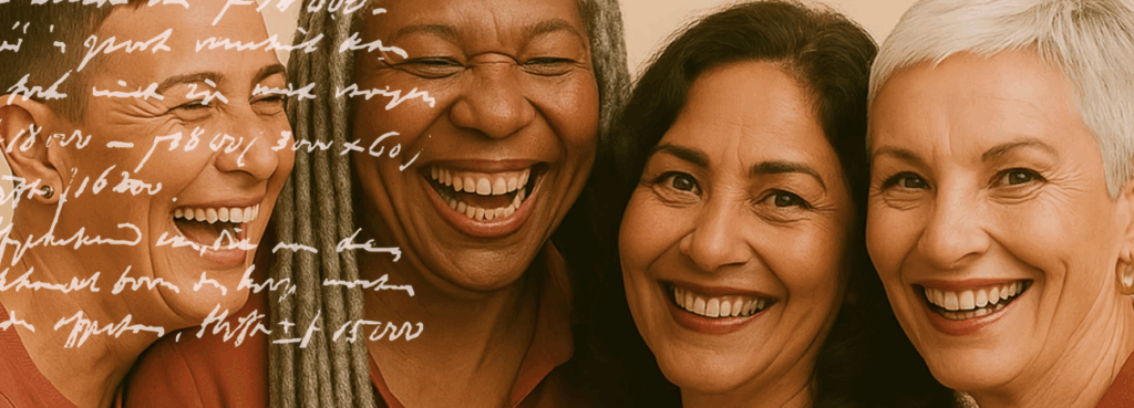 rostos de mulheres idosas sorrindo