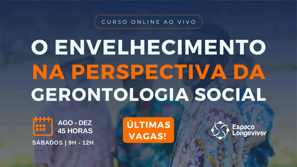 banner com fundo azul escuro anunciando curso gerontologia social