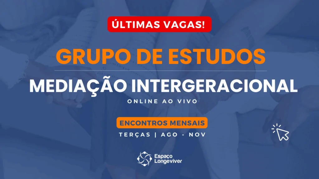 banner com fundo azul escuro anunciando curso de mediação intergeracional