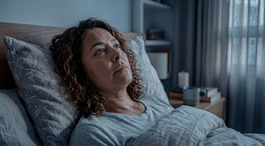 mulher de meia idade está deitada em uma cama hospitalar