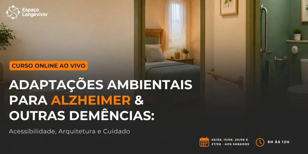 foto de um ambiente de casa, na penumbra, anunciando curso sobre adaptações ambientais.