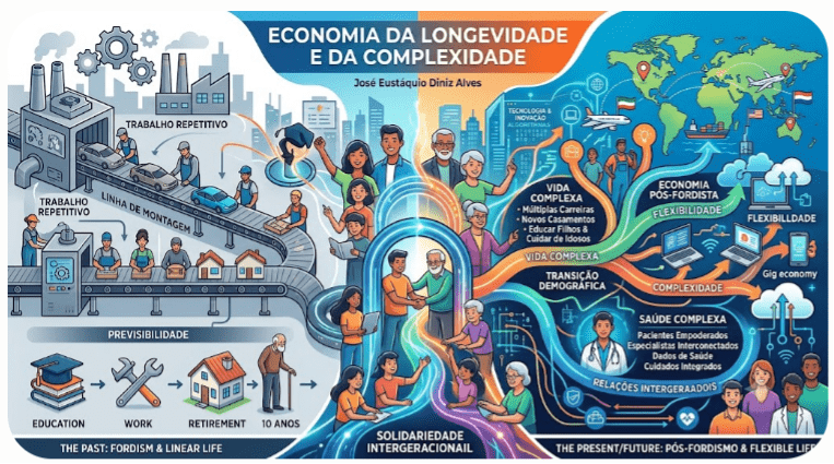 banner mostrando as etapas da economia da longevidade
