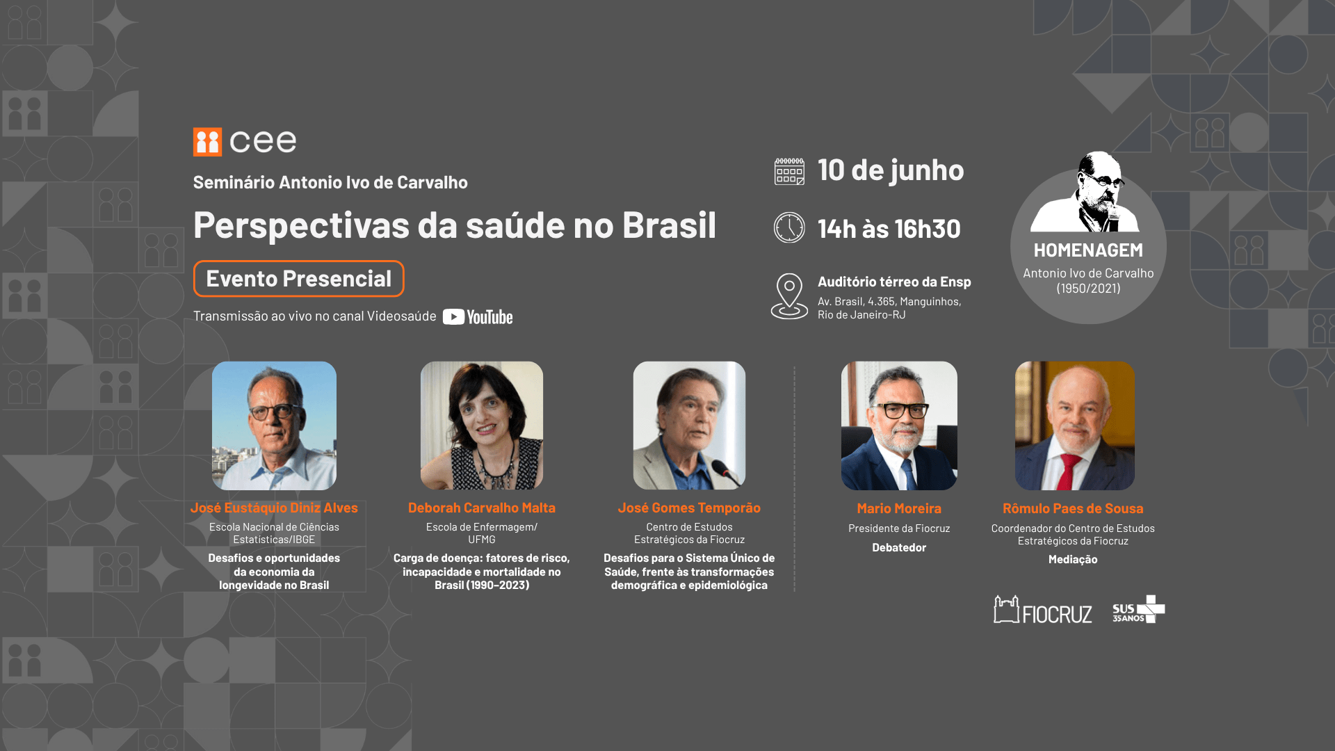 Desafios e oportunidades da economia da longevidade será  tema do seminário Perspectivas da Saúde no Brasil, da Fiocruz
